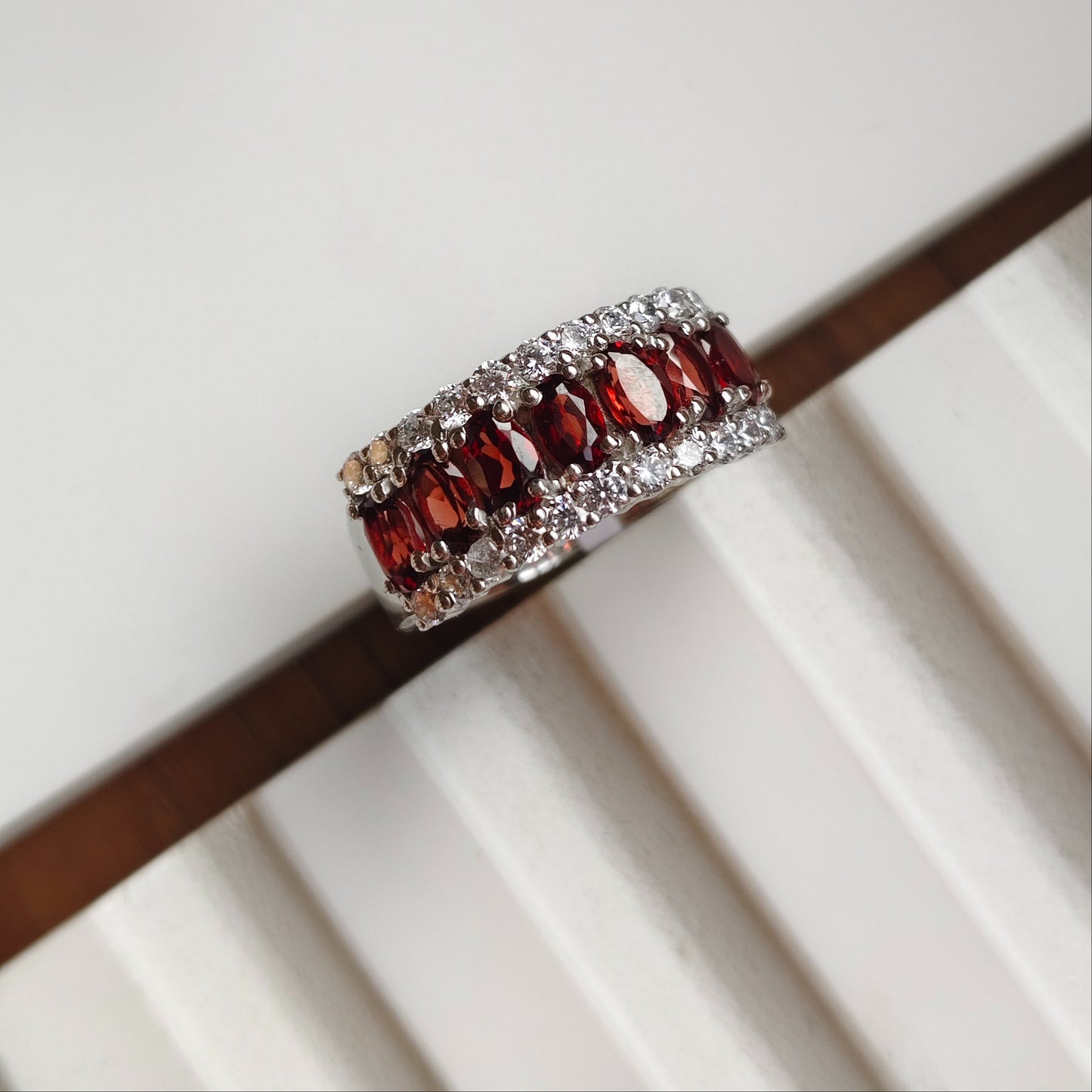 Twinkling Garnet Silver Ring