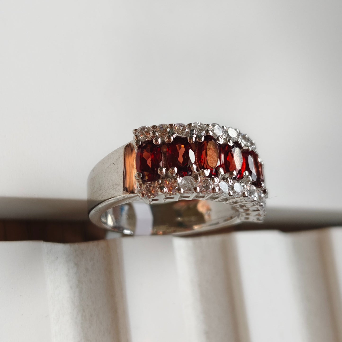 Twinkling Garnet Silver Ring