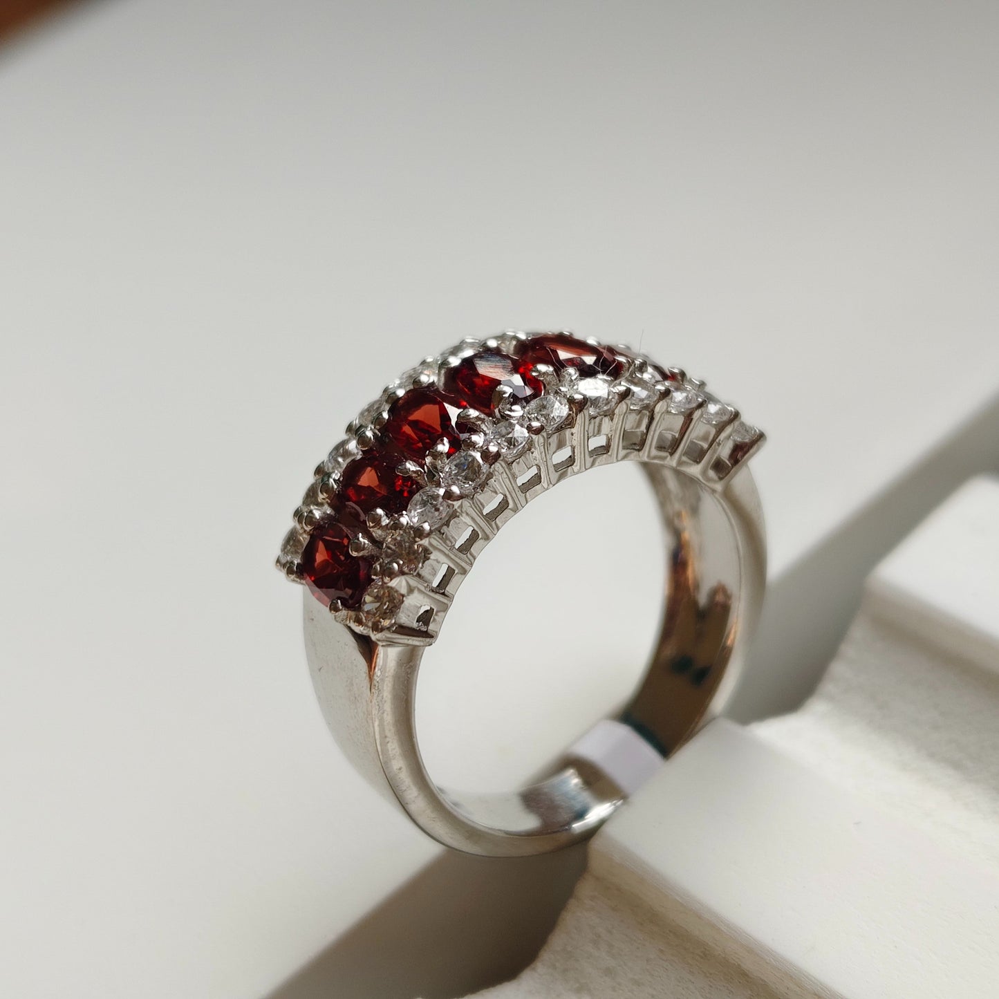 Twinkling Garnet Silver Ring