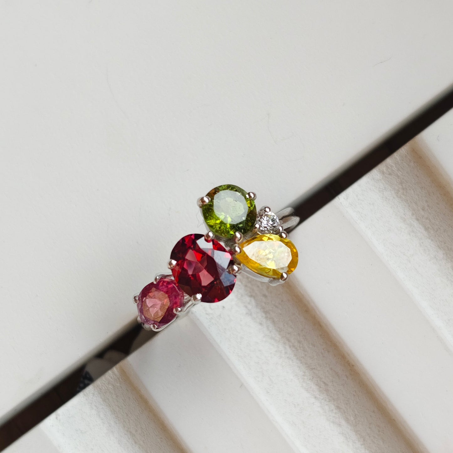 Tourmaline Crush Natural Gemstone Silver Ring