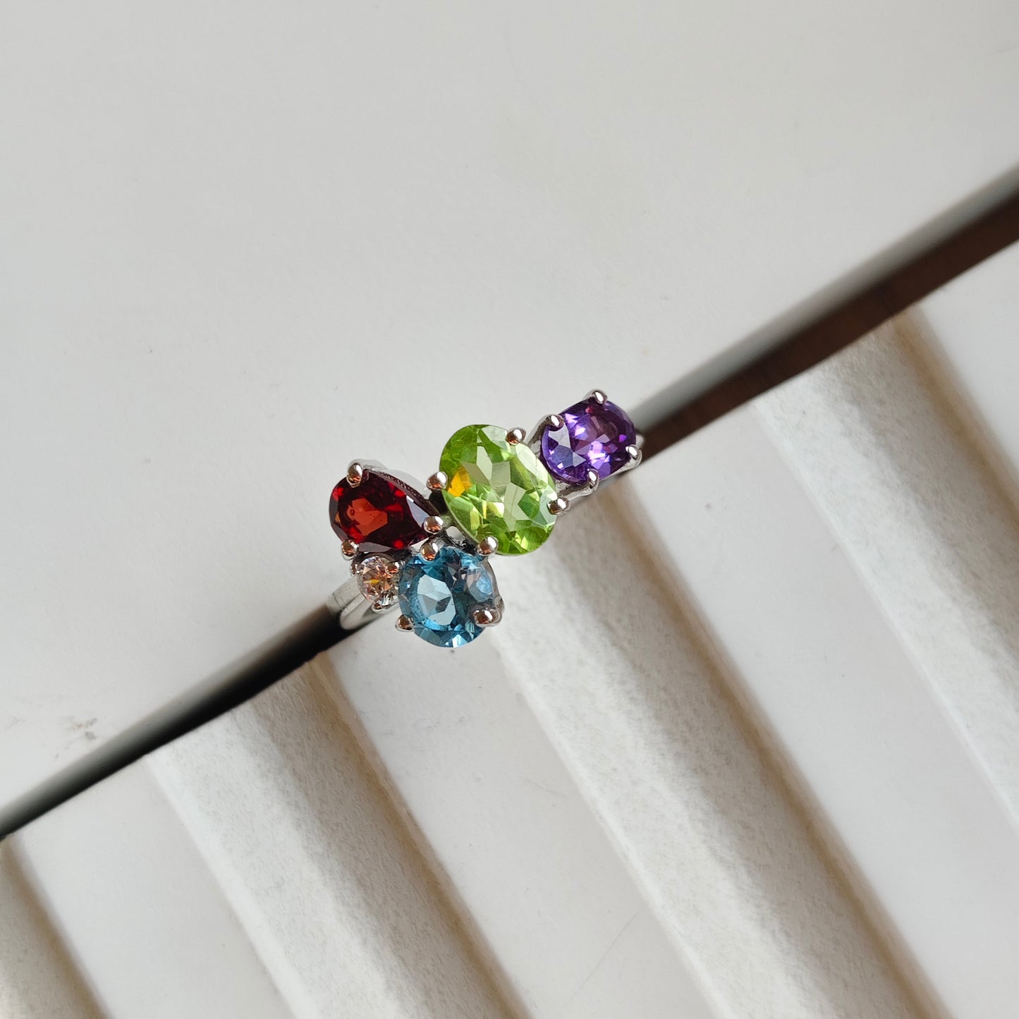 Peridot Crush Natural Gemstone Silver Ring