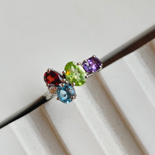 Peridot Crush Natural Gemstone Silver Ring