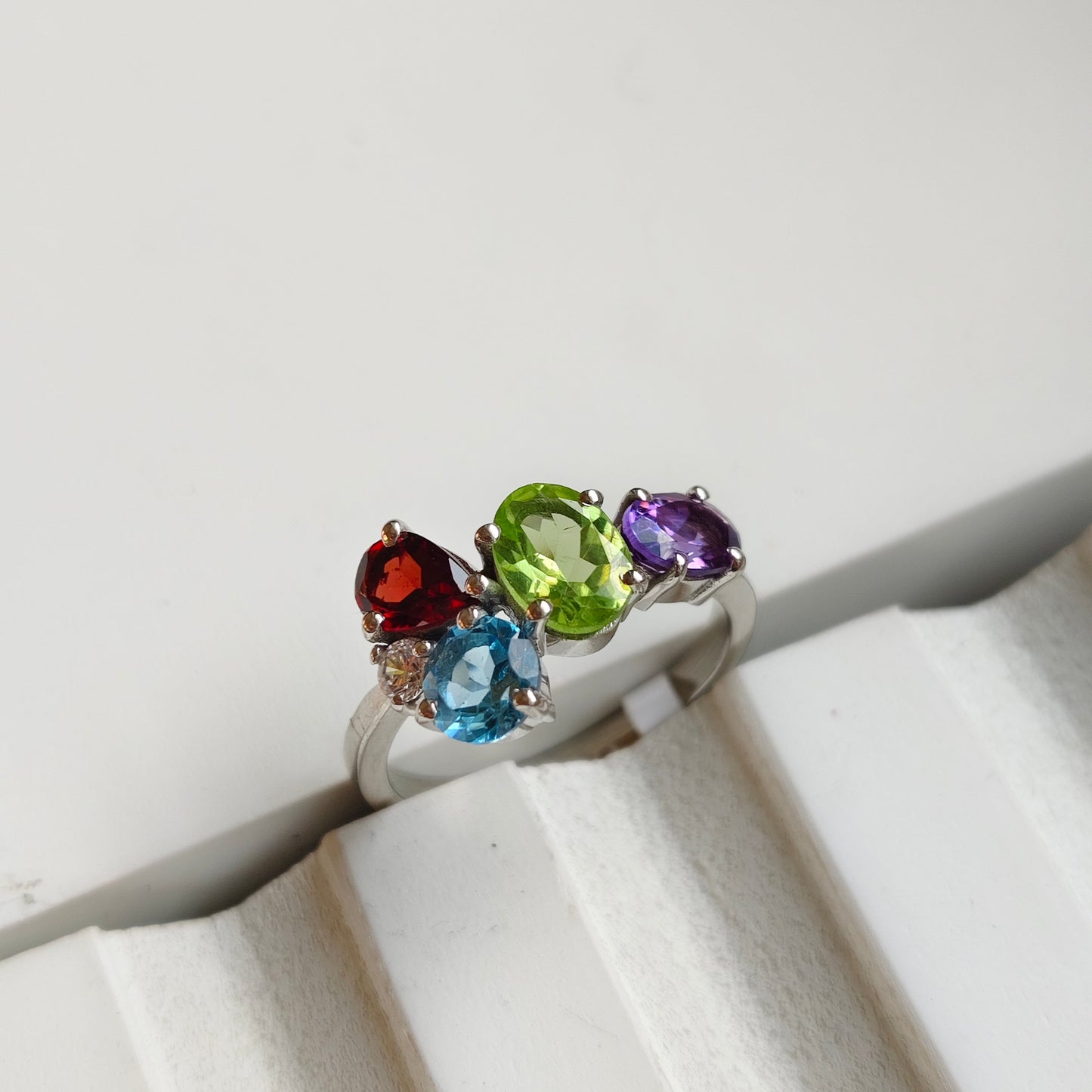 Peridot Crush Natural Gemstone Silver Ring