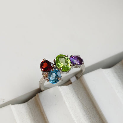 Peridot Crush Natural Gemstone Silver Ring