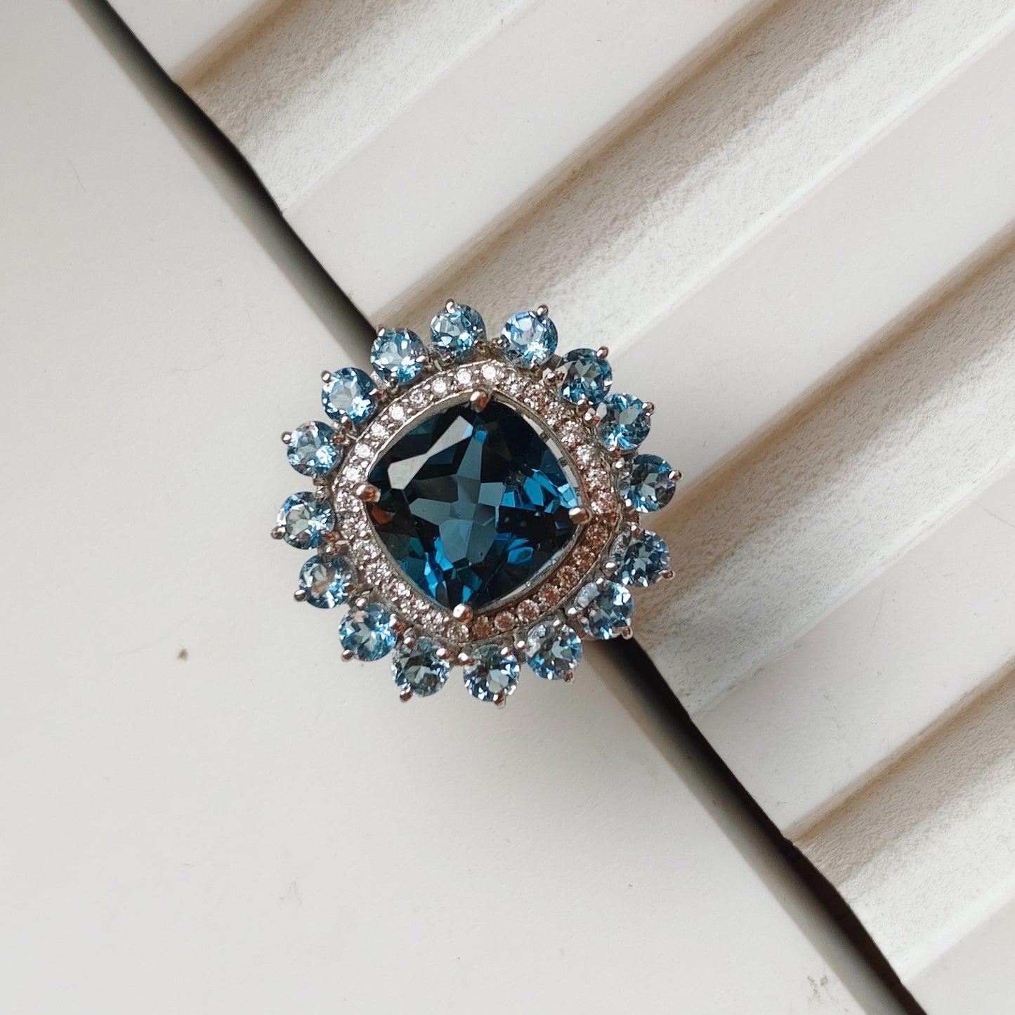 Bloom Royale Blue Topaz Statement Ring