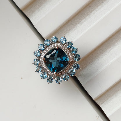 Bloom Royale Blue Topaz Statement Ring
