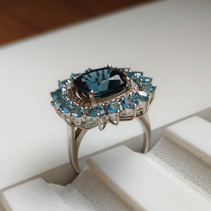 Bloom Royale Blue Topaz Statement Ring