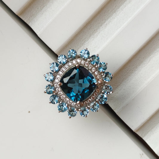 Bloom Royale Blue Topaz Statement Ring