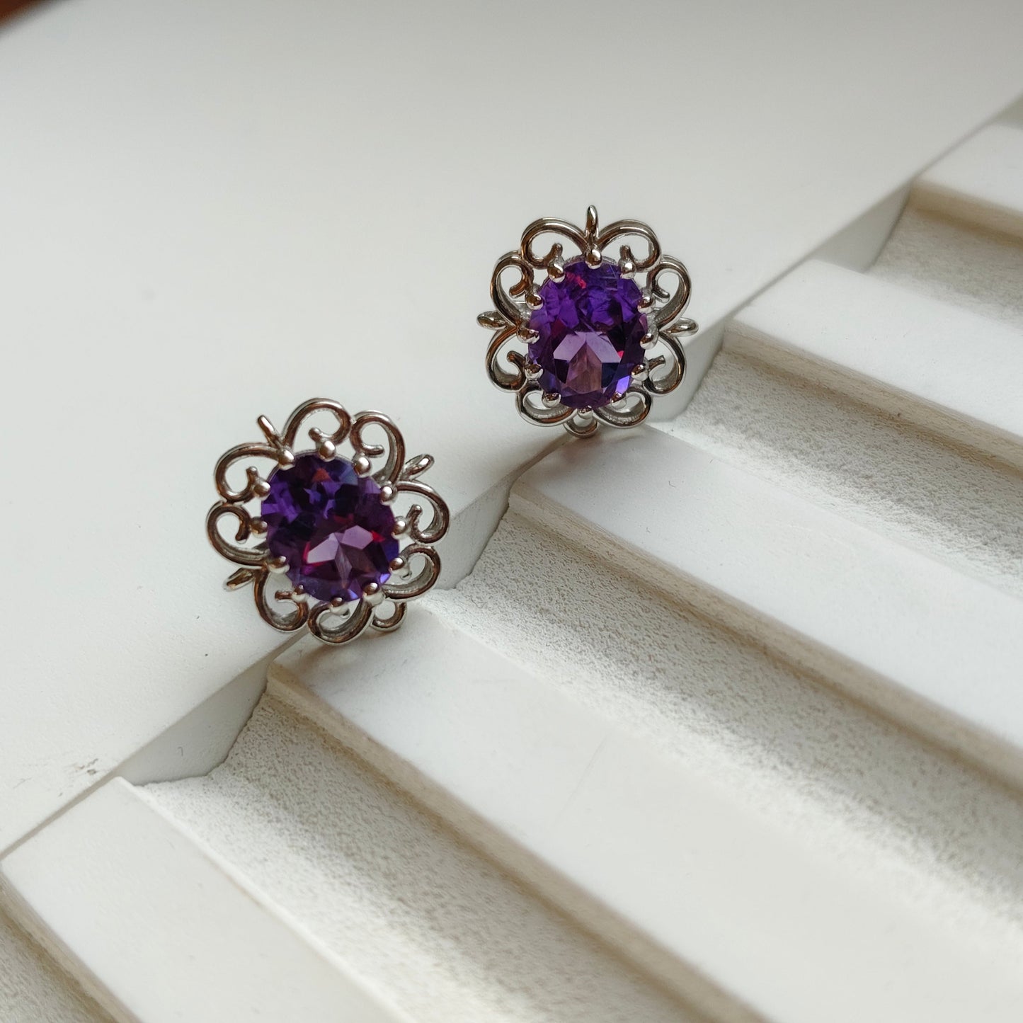 Cleo Blossom Natural Amethyst studs