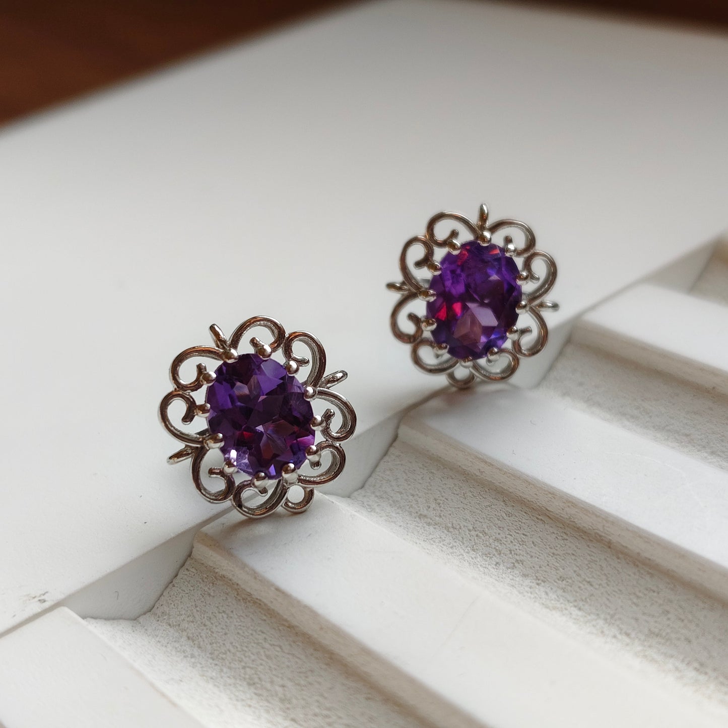Cleo Blossom Natural Amethyst studs