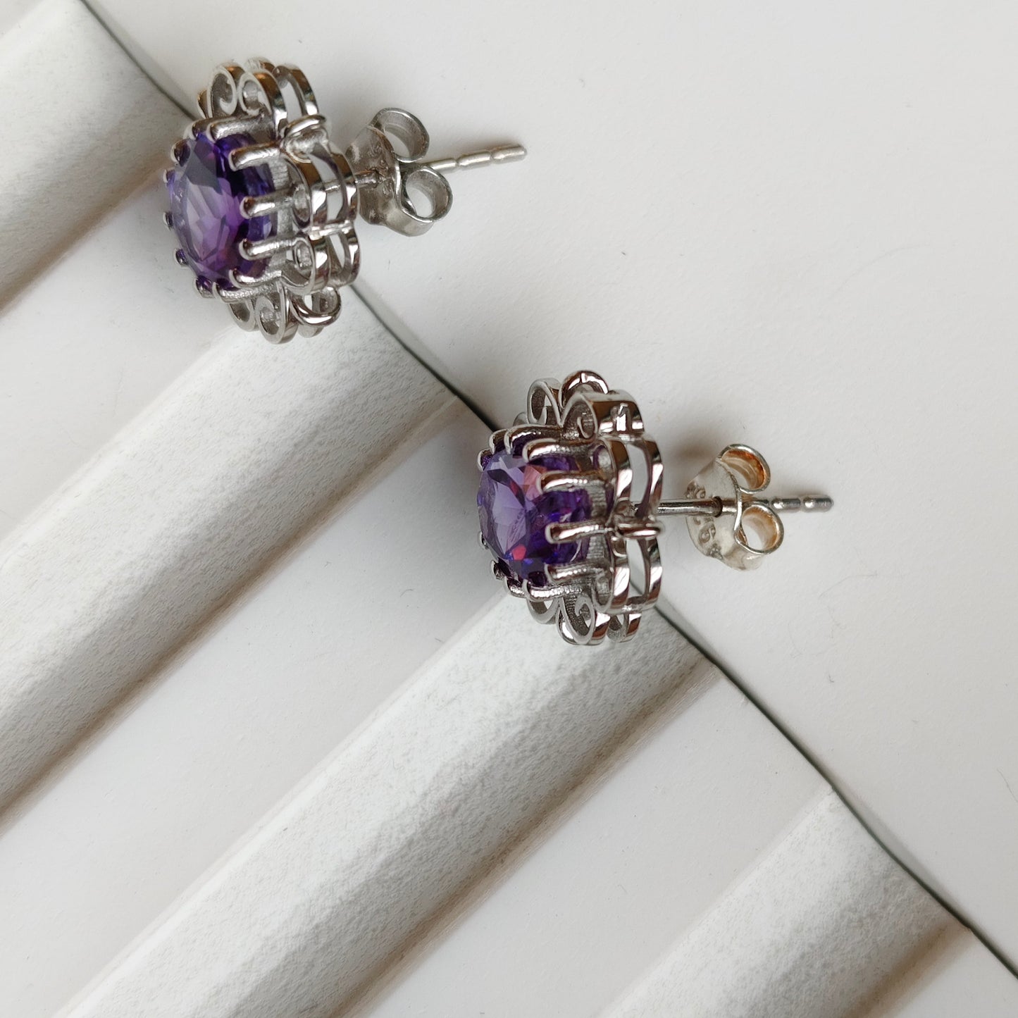 Cleo Blossom Natural Amethyst studs