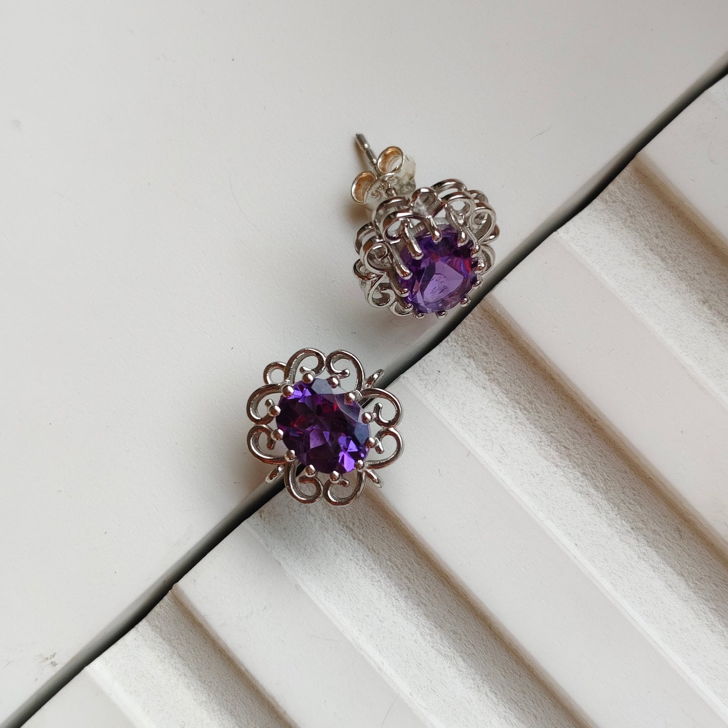 Cleo Blossom Natural Amethyst studs