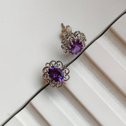 Cleo Blossom Natural Amethyst studs