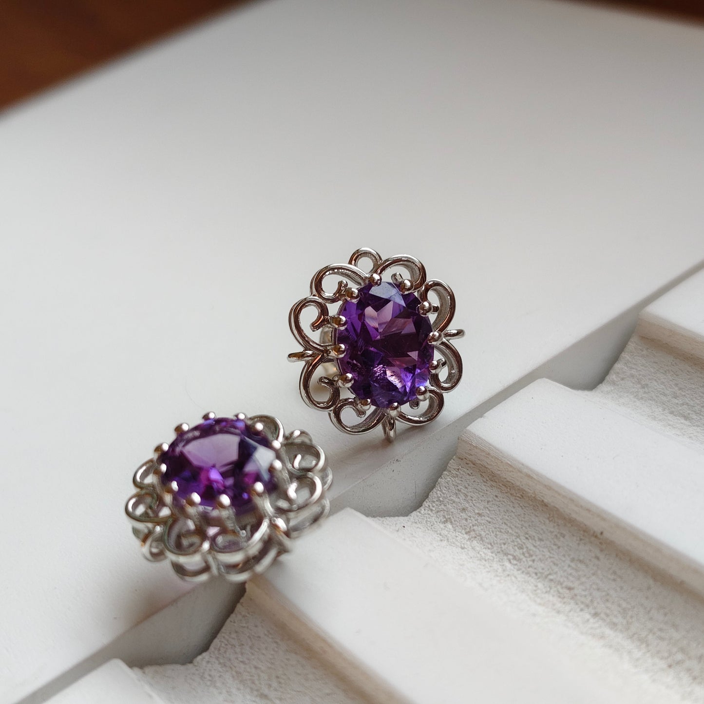 Cleo Blossom Natural Amethyst studs