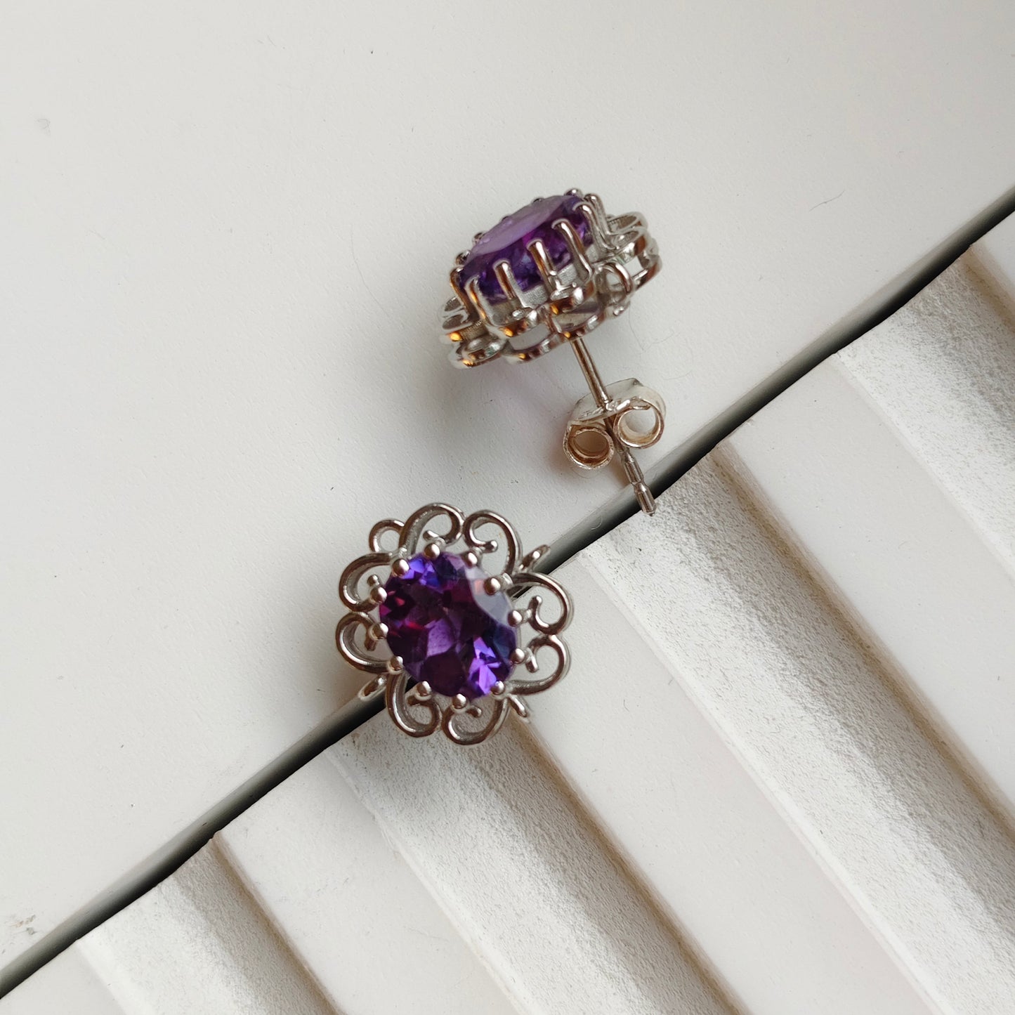 Cleo Blossom Natural Amethyst studs