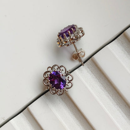 Cleo Blossom Natural Amethyst studs