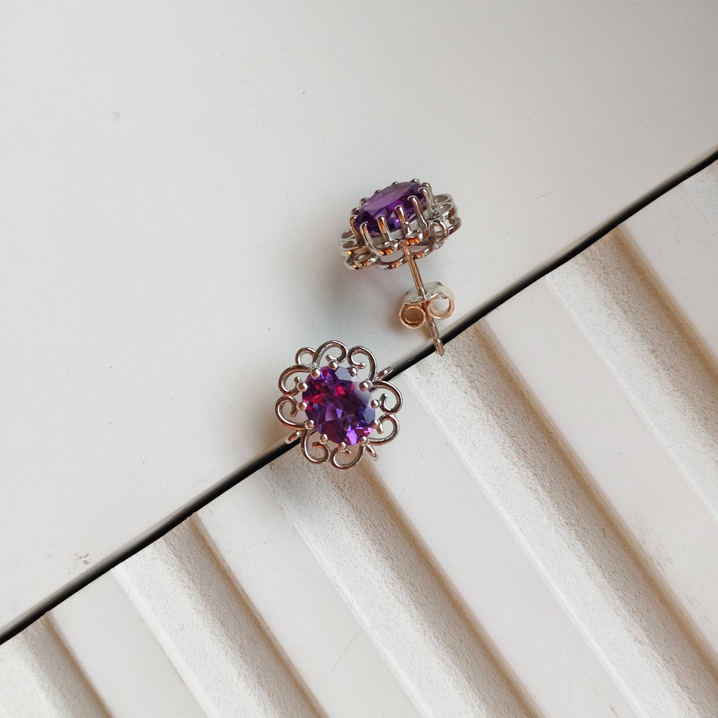 Cleo Blossom Natural Amethyst studs