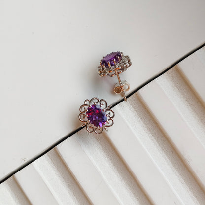Cleo Blossom Natural Amethyst studs