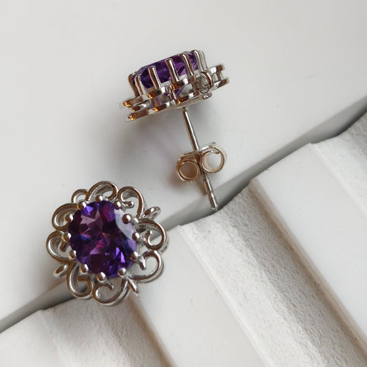 Cleo Blossom Natural Amethyst studs