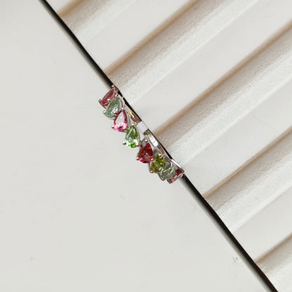 Pear Graceful Curve Multi Tourmaline Ring