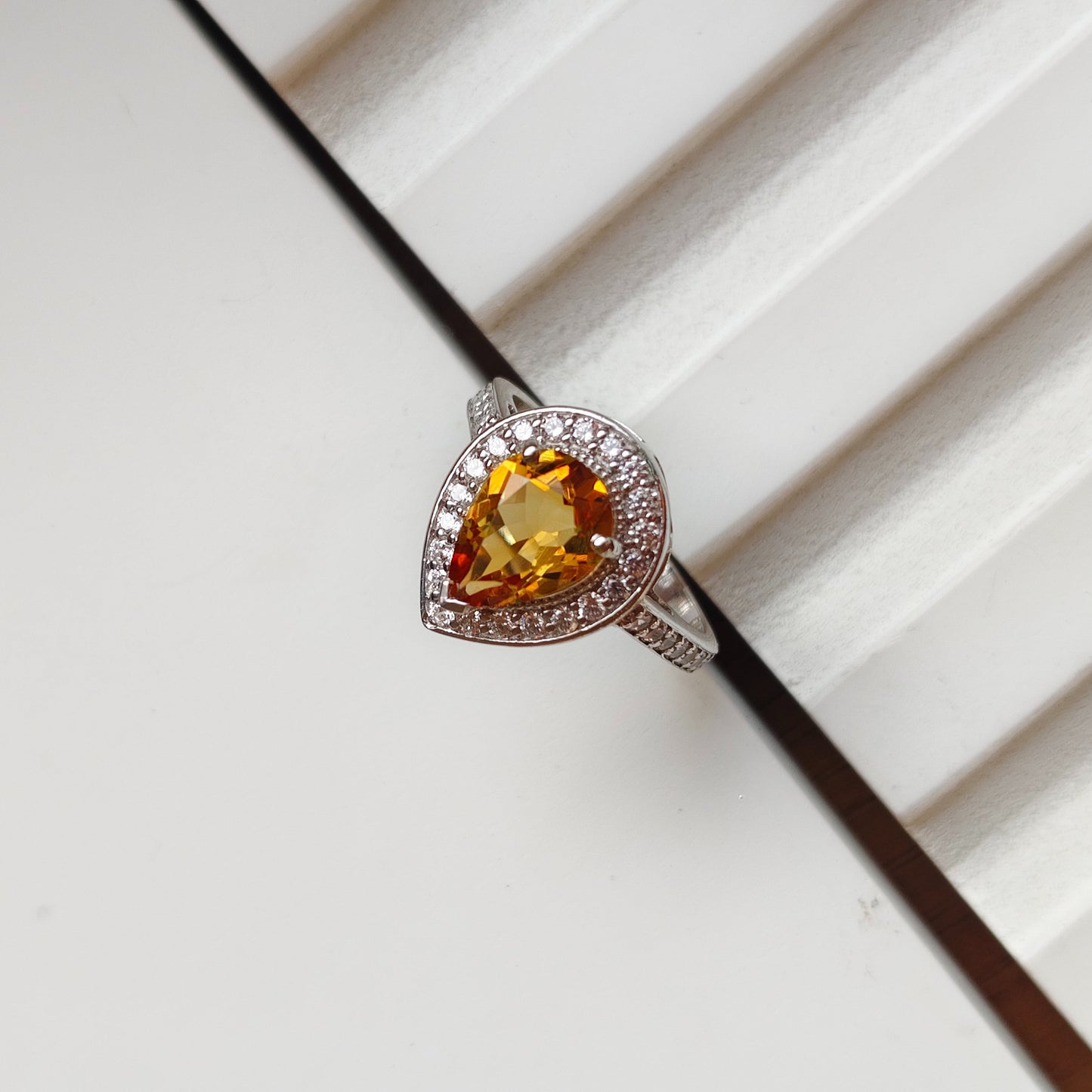 Pear of Joy Natural Citrine Ring