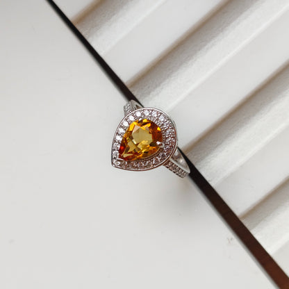 Pear of Joy Natural Citrine Ring