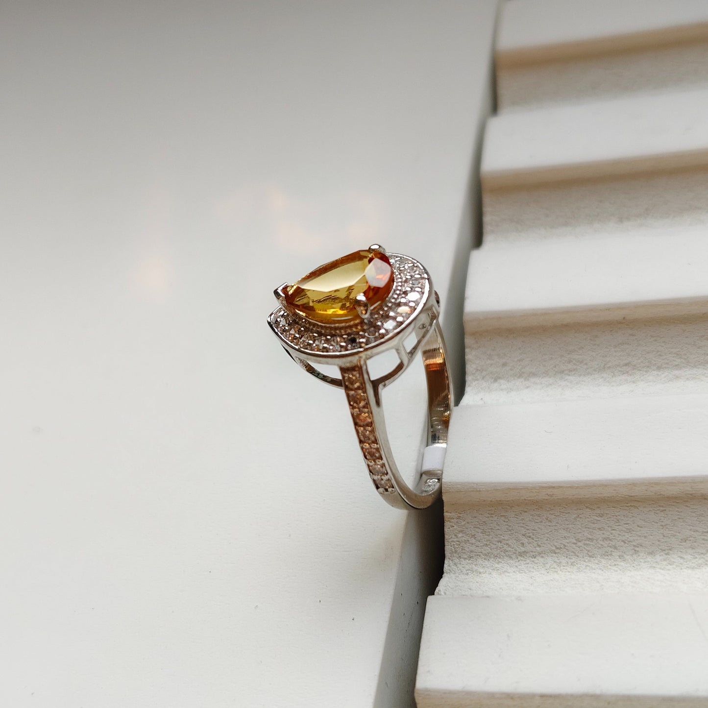 Pear of Joy Natural Citrine Ring