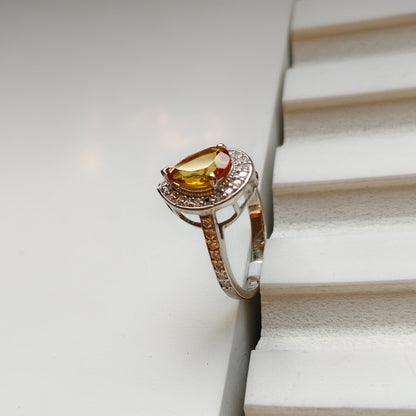 Pear of Joy Natural Citrine Ring