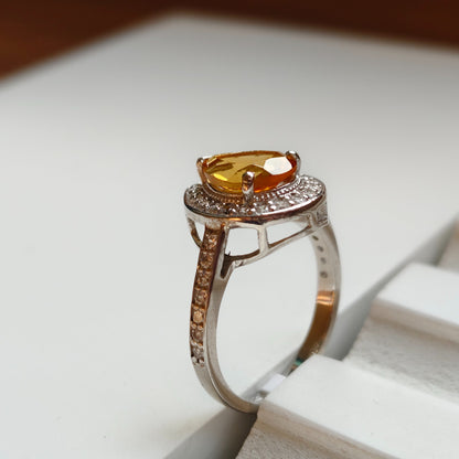 Pear of Joy Natural Citrine Ring