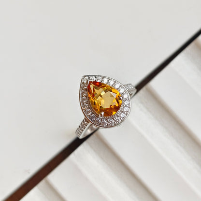 Pear of Joy Natural Citrine Ring