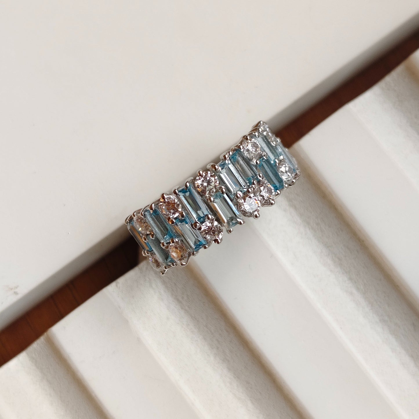 Gem Grid Sky Blue Topaz Ring Band