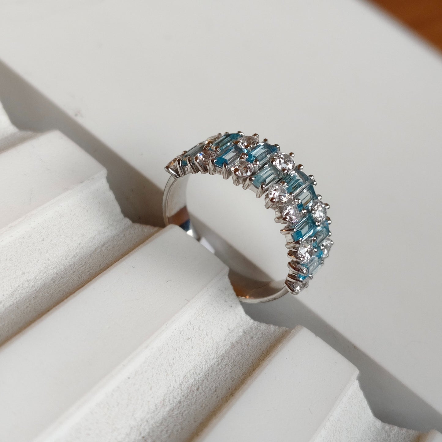 Gem Grid Sky Blue Topaz Ring Band