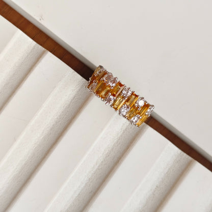 Gem Grid Citrine Ring Band