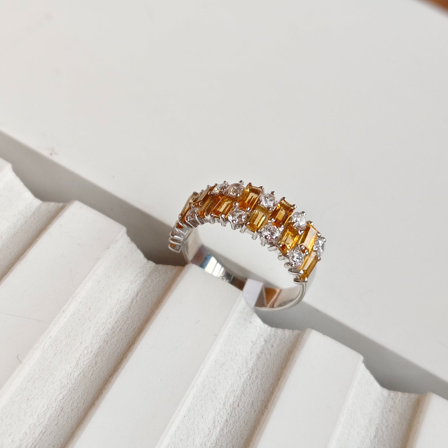 Gem Grid Citrine Ring Band