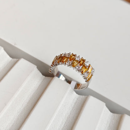 Gem Grid Citrine Ring Band