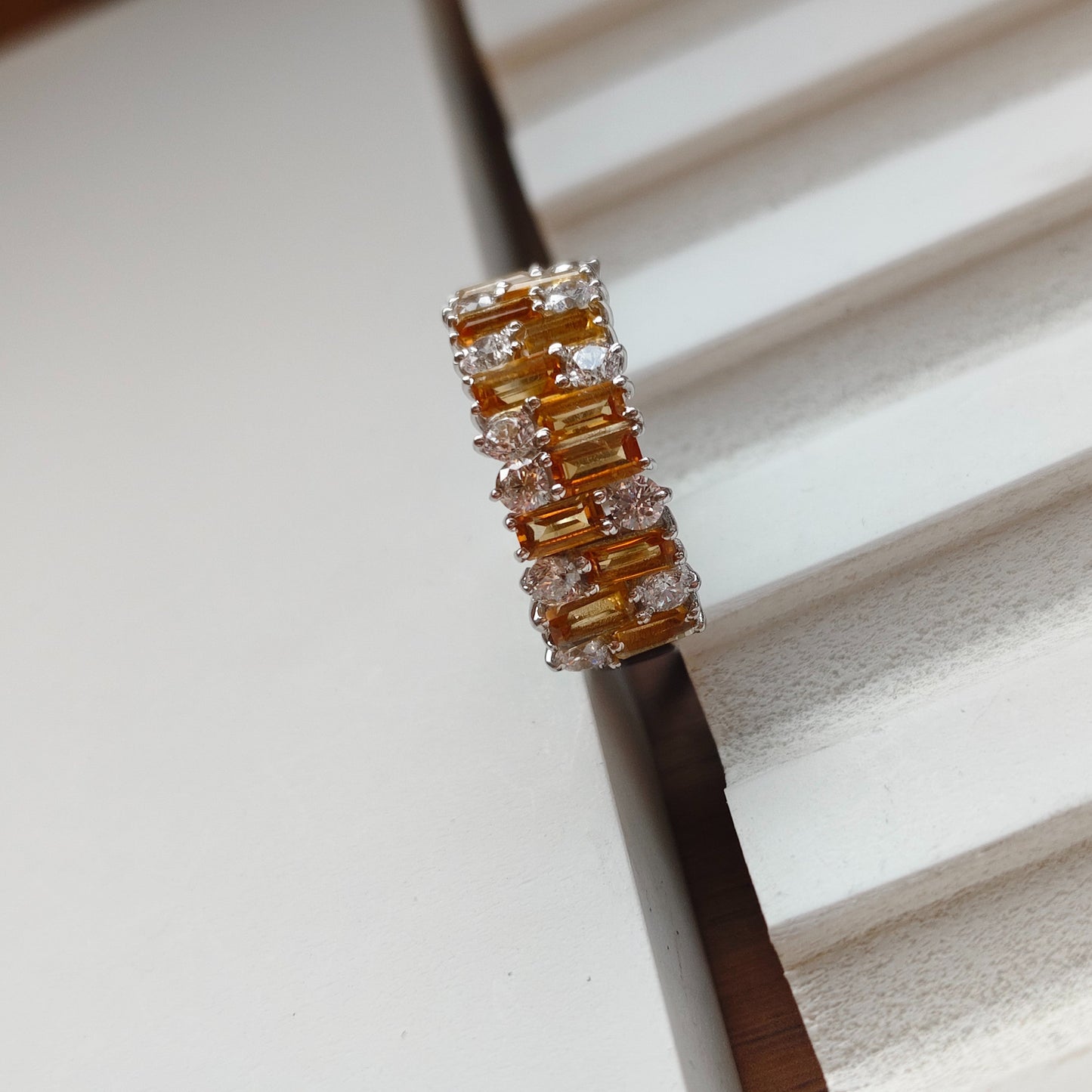 Gem Grid Citrine Ring Band