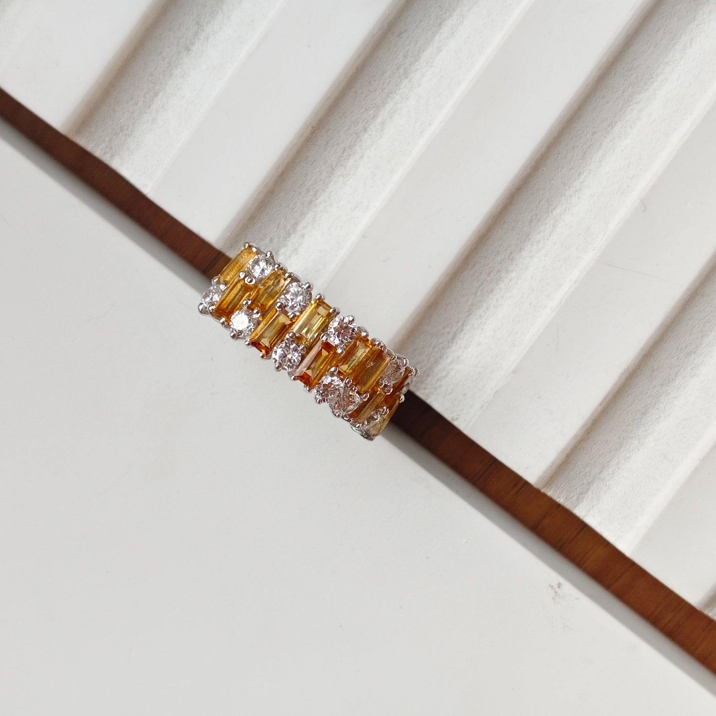 Gem Grid Citrine Ring Band