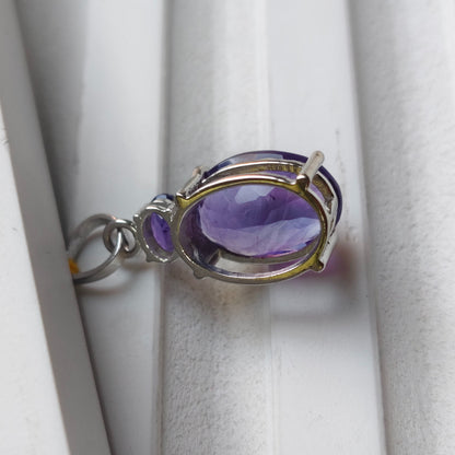 Dual Glow Natural Amethyst pendant with Chain