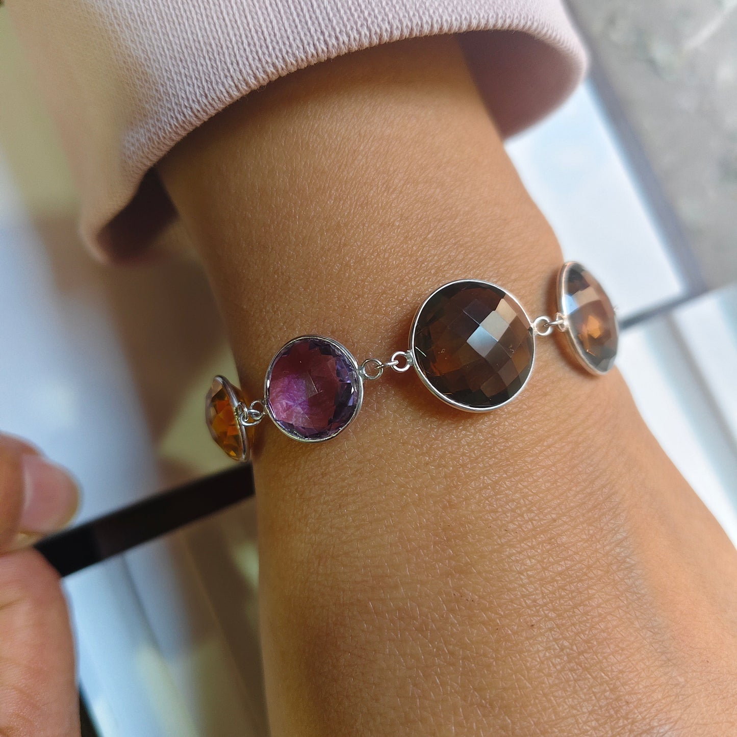 Prism Play Multi gemstone silver Bracelet
