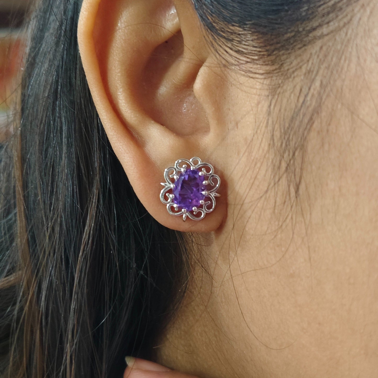 Cleo Blossom Natural Amethyst studs