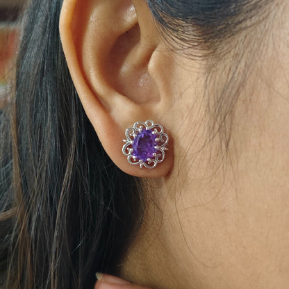 Cleo Blossom Natural Amethyst studs