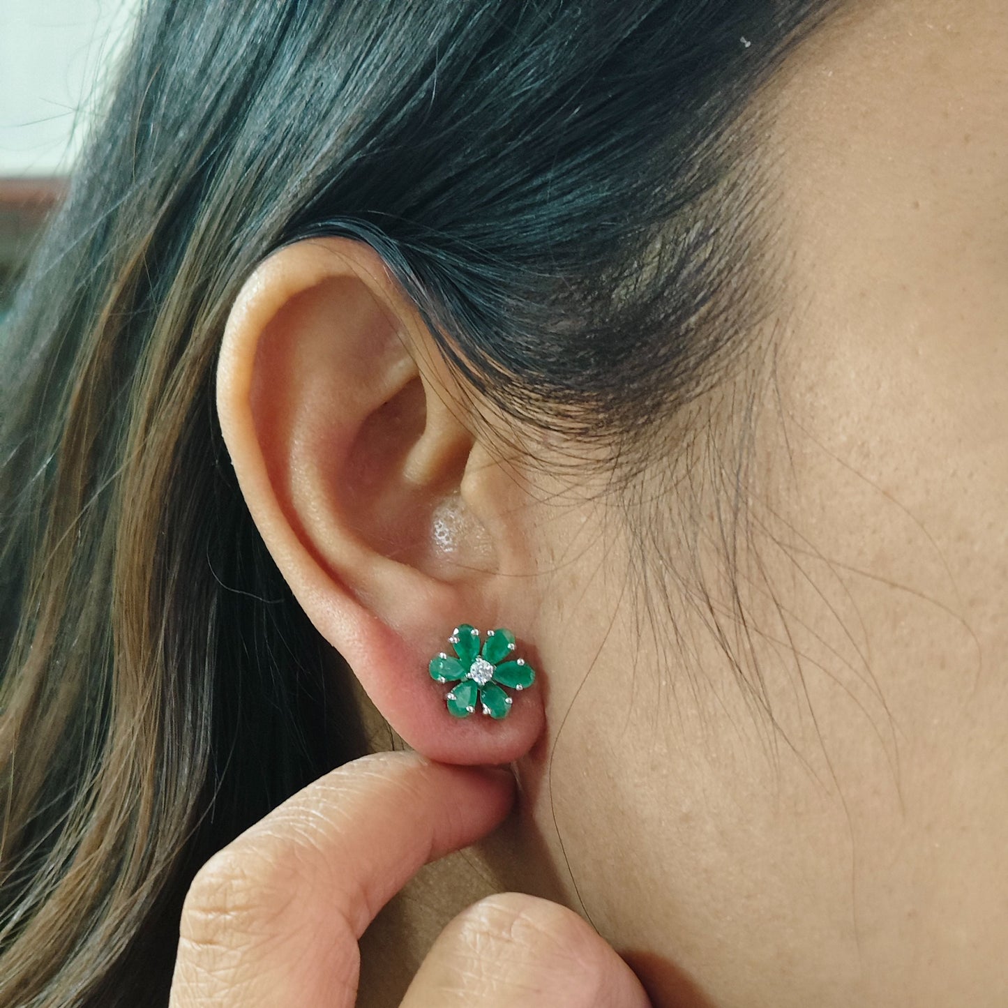 Bloom Emerald Studs