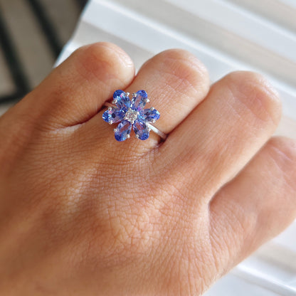 Bloom Natural Tanzanite Silver Ring