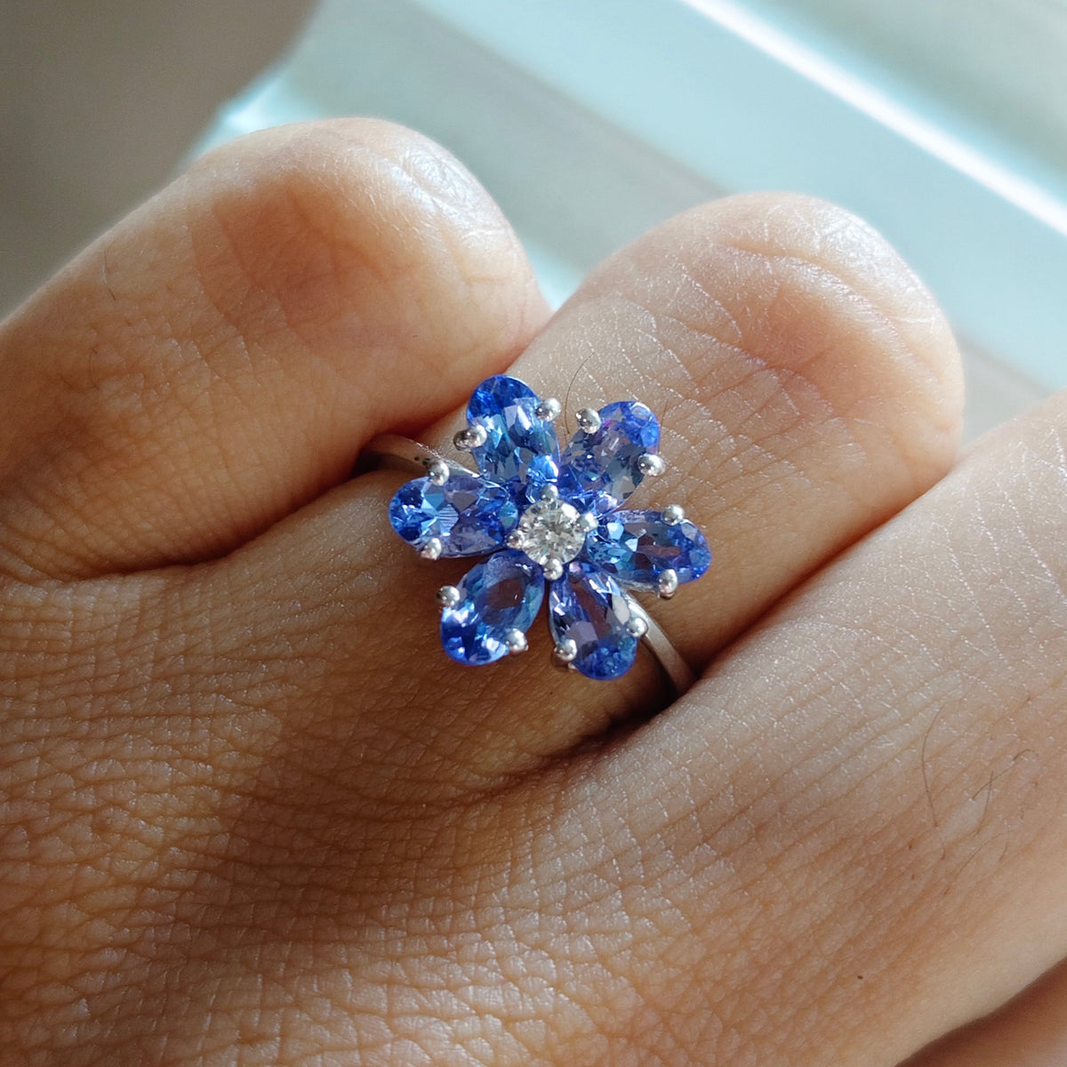 Bloom Natural Tanzanite Silver Ring