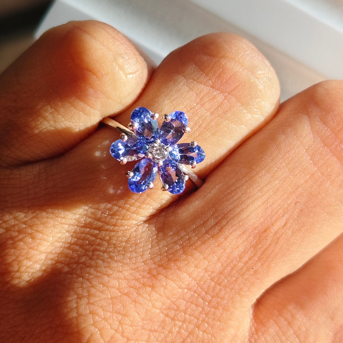 Bloom Natural Tanzanite Silver Ring