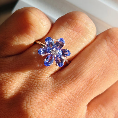 Bloom Natural Tanzanite Silver Ring