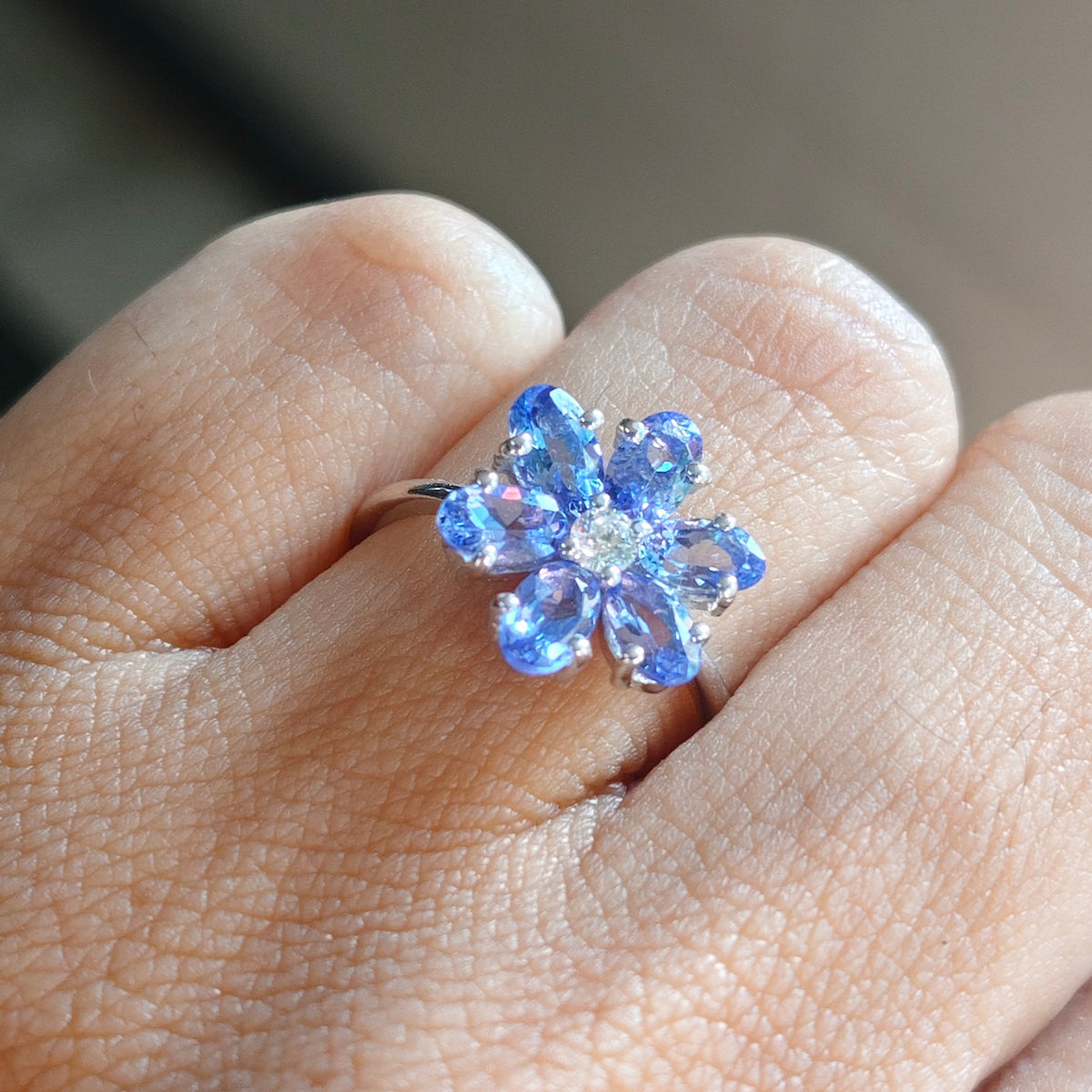 Bloom Natural Tanzanite Silver Ring