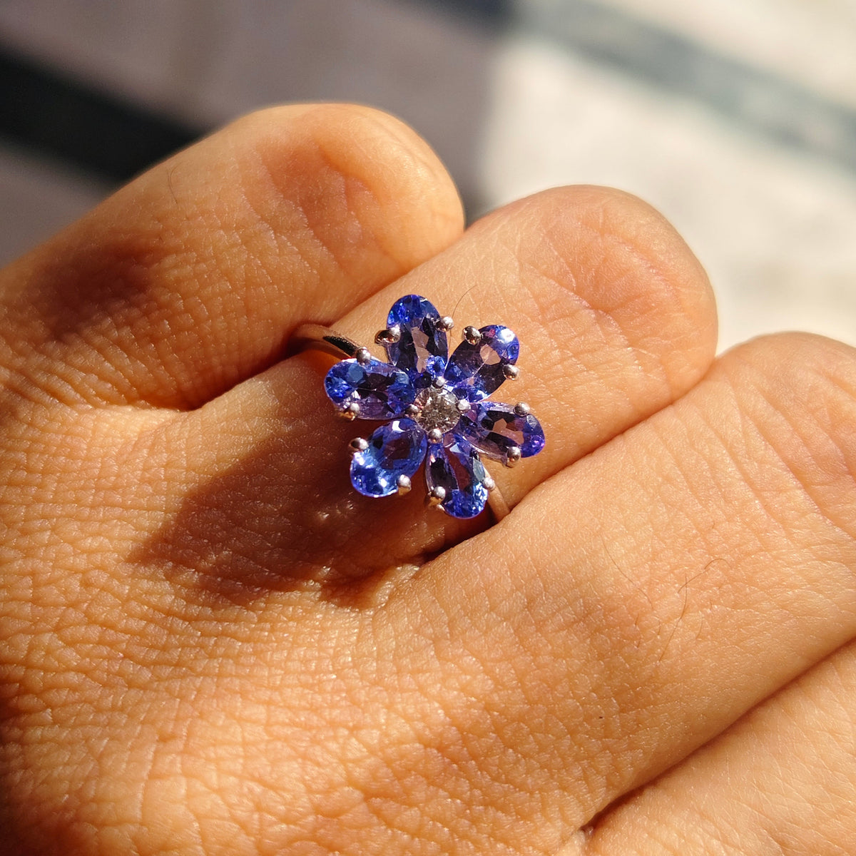Bloom Natural Tanzanite Silver Ring