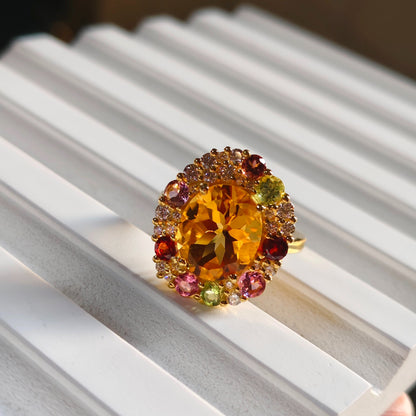 Sunburst Natural Citrine Ring