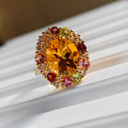 Sunburst Natural Citrine Ring